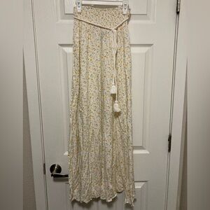 *Forever 21 White Ditsy Floral Boho Cottagecore Belted Maxi Skirt #B